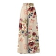 thumbnail image 5 of WTOBBY Women's Floral Print High Waist Wide Leg Palazzo Pants Casual Flowy with Pocket, Designed for Casual Outings, Weekend Getaways and Comfortable All-Day Wear,Khaki S, 5 of 5