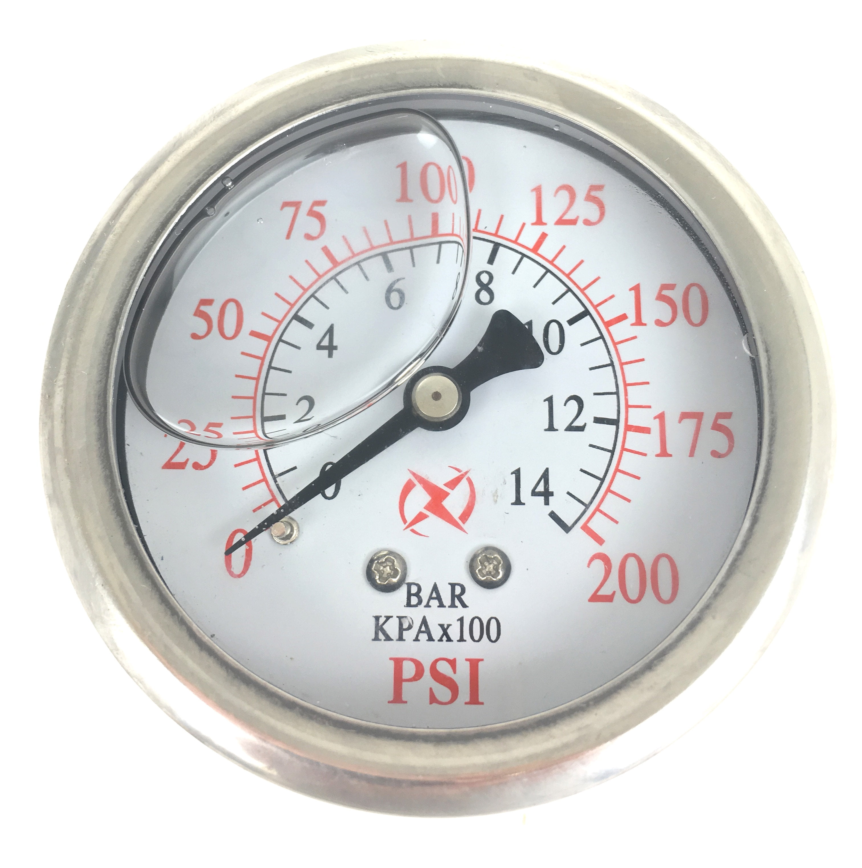 21/2" Oil Filled Pressure Gauge Stainless Steel Case, Brass, 1/4