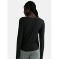thumbnail image 3 of Athletic Works Women's and Women's Plus ButterCore Ruched Performance Tee with Long Sleeves, Sizes XS-4X, 3 of 5