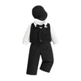 thumbnail image 2 of LIJCC Newborn Infant Toddler Baby Boy Clothes Suit Infant Gentleman Wedding Outfit Formal Dress Shirts+Vest+Pants+Hat 4Pcs Suit Set(Black,6-12 Months), 2 of 9