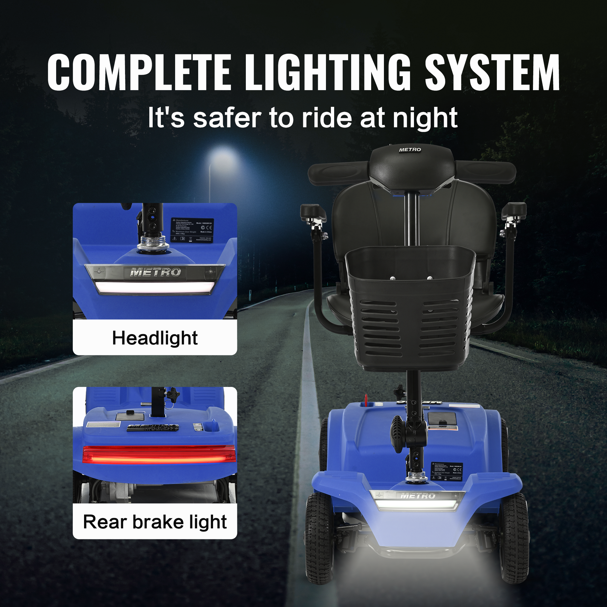 LEGAHOME Compact Mobility Scooter, Electric Powered 4 Wheels Scooter for Seniors, Lightweight Folding Motorized Scooters with LED Headlight, Heavy Duty Elderly Mobility Scooter, Holds 330lb, Blue