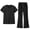 Black, variant on Scrubs Two Piece Sets For Women Short Sleeve Solid Color Medical Uniform Multi Pocket V Neck Scrub Top & Flare Leg Pants Cozy Regular Fit Nurse Uniform