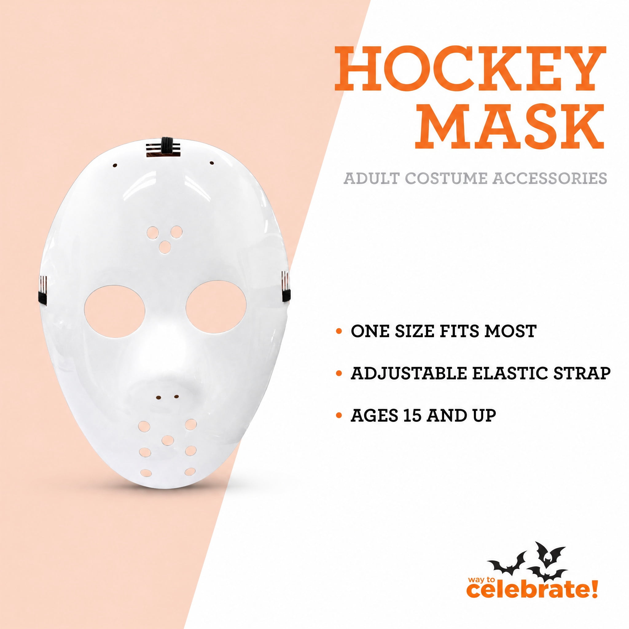 Hockey Mask Costume Accessory for Adults, White, Halloween by Way To Celebrate