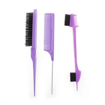 Unique Bargains 3pcs Women Close Teeth Rat Tail Comb for Curly Straight Wavy Wet Thin Hair ABS Purple