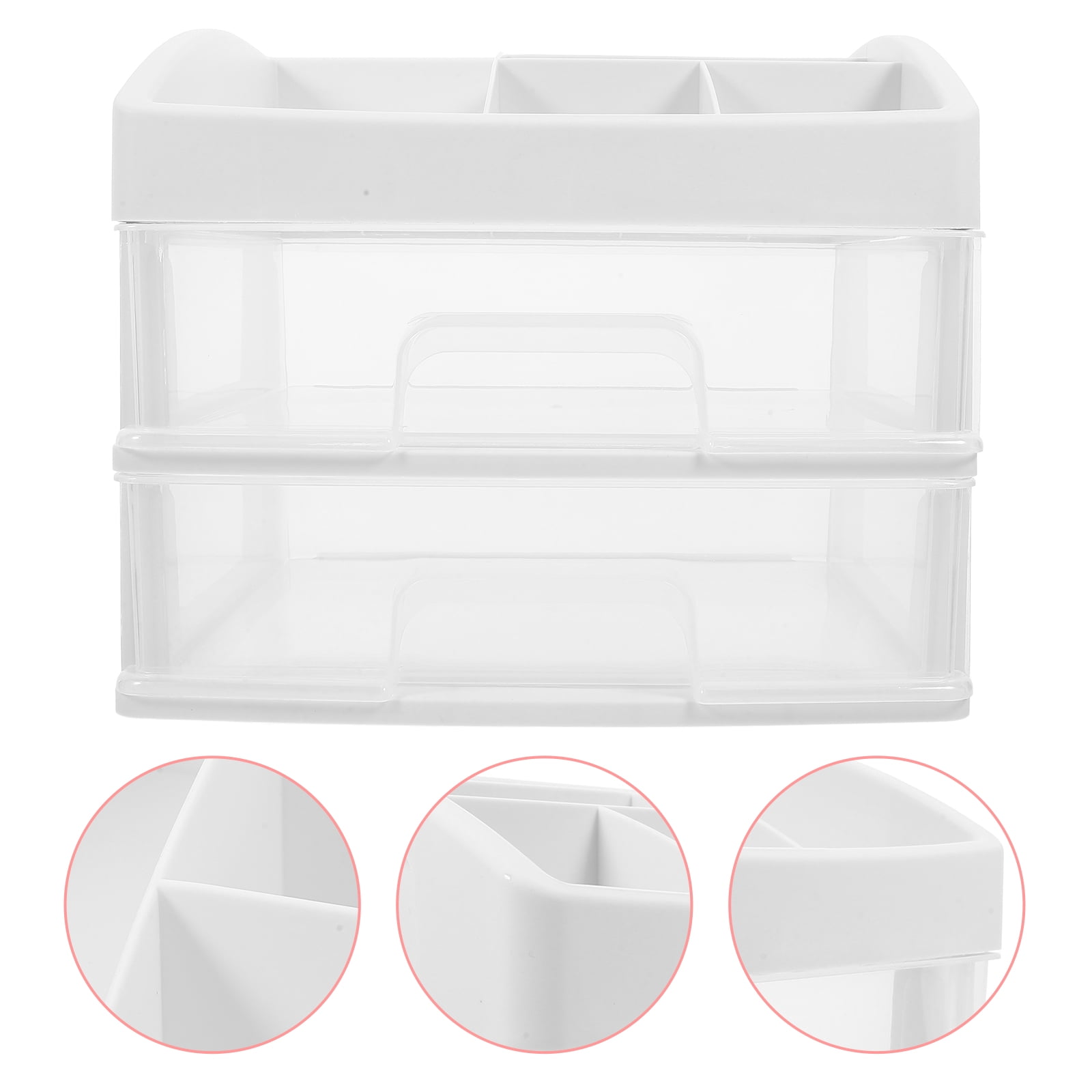 FOMIYES White Desktop Organizer with Multiple Drawers for Office Supplies Storage and Workspace Organization