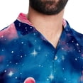 thumbnail image 5 of Starry Sky Flamingo Men's Short Sleeve Printed Poplin Shirt with Spread Collar Tops - Casual Button Down Summer Beach Shirt for Men and Women, 5 of 6