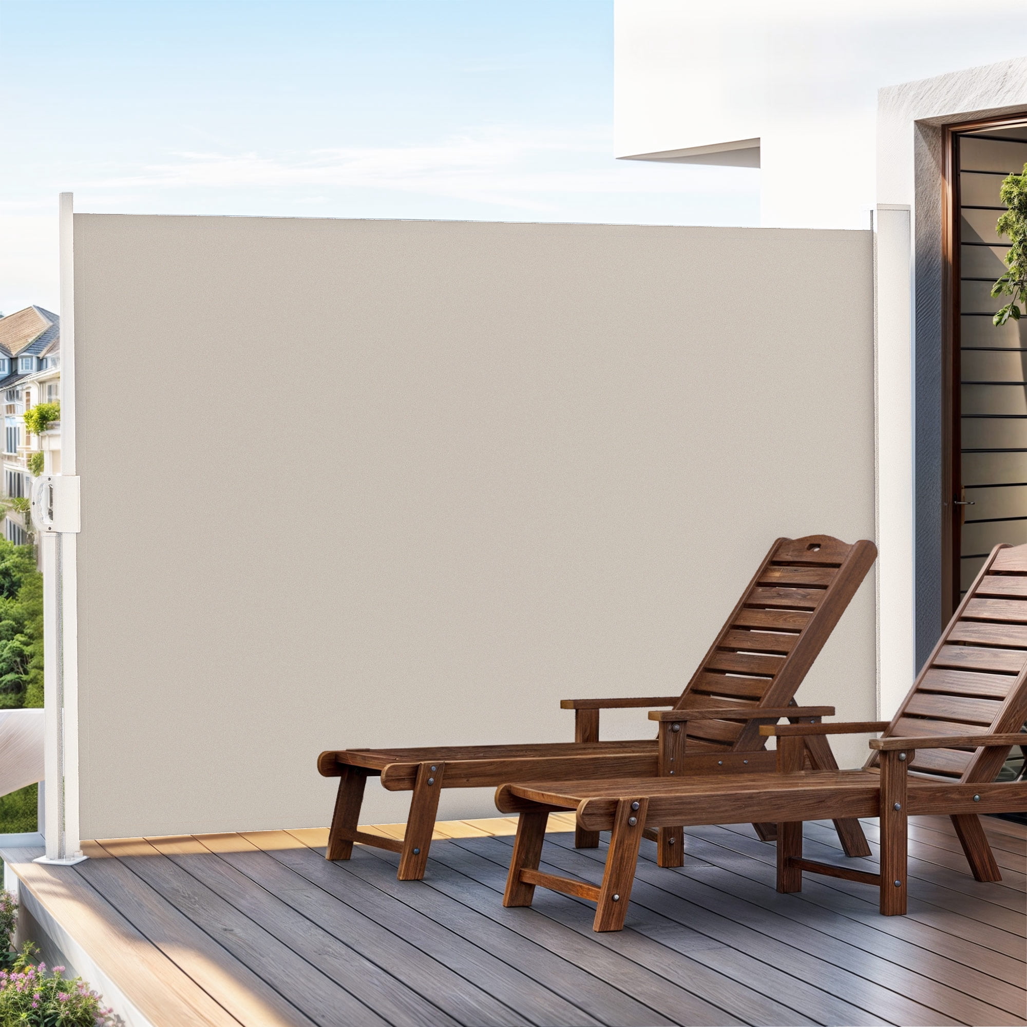 Uforic 118''X 78'' Side Screen Retractable Privacy UV-Resistant Waterproof  for Garden, Deck, Beige