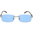 thumbnail image 2 of GFDYREE Flawless Slim Dean Rimless Sunglasses Rectangular Metal & Wood Art Glasses, 2 of 7