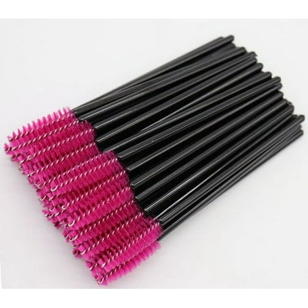 

Nvzi-a 200 Pcs Disposable Eyelash Mascara Brushes for Eye Lashes Extension Eyebrow and Makeup (PBlack pole rose red head)