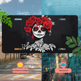 thumbnail image 5 of 1 Pcs 2D Flat License Plate Covers & Frames, Sugar Skull For Decorative Front, Waterproof For Decoration Aluminum License Plate Covers & Frames Cover For Men Women, 12" X 6", 5 of 7