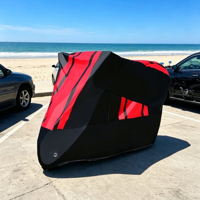Funda para motocicleta de aluminio con protección térmica contra el sol y los rayos UV, impermeable, para uso en interiores y exteriores durante todo el año.