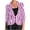 Purple, variant on Crgrtght Women Button Down Collared 3/4 Sleeve Striped Fashion Casual Business Work Slim Jacket Lightweight Blazer, Black XXL
