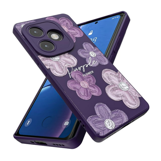 Threehao Funda para Realme GT 6 y Realme GT 6T Case Uso Rudo, Ultra Delgado Flexible Púrpura Suave T