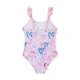 thumbnail image 3 of LIIPEE Girls One-Piece Swimsuit Sets With Solid Color Mesh Wrap Skirt 2 Piece Set Kids Casual Summer Heart Print Open Back Ruffle Swimwear Cute Fashion Pool Party Beachwear,11 Years, 3 of 8