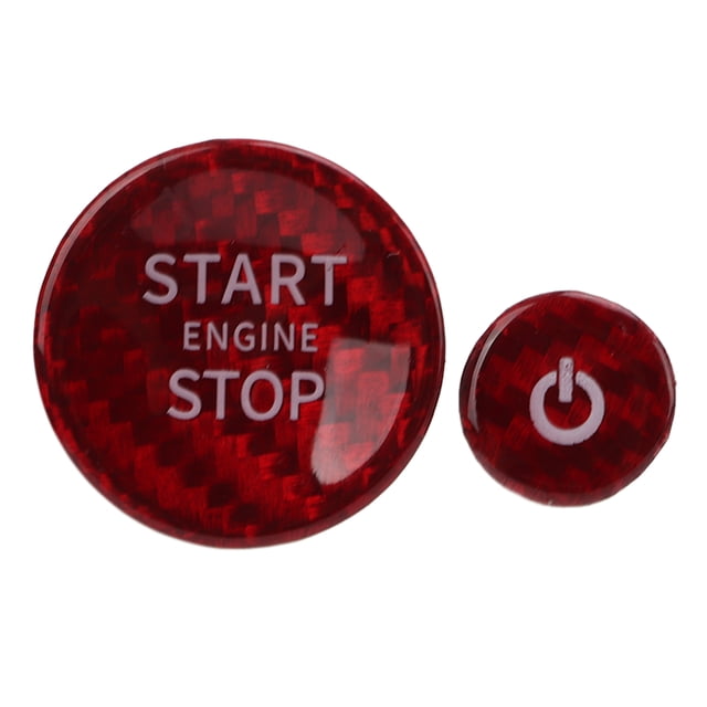 Etiqueta Adhesiva del Botón de Parada de Arranque del Motor Akozon Rojo Fibra de Carbono