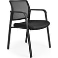 thumbnail image 1 of Stackable Office Guest Chair with Armrests, Mesh Back & Padded Seat, Metal Frame for Home, Reception and Conference Rooms, Black, 1 of 9