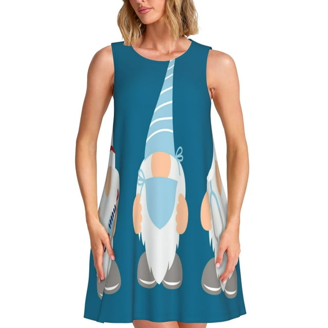 Bixox Robe Sans Manches pour Femmes avec Poches, Robe Débardeur Décontractée Longueur Genou pour l'Été-Grand
