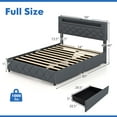 thumbnail image 3 of Costway Full Size Bed Frame with Led Lights & Charging Station & Modern Upholstered Bed, 3 of 10
