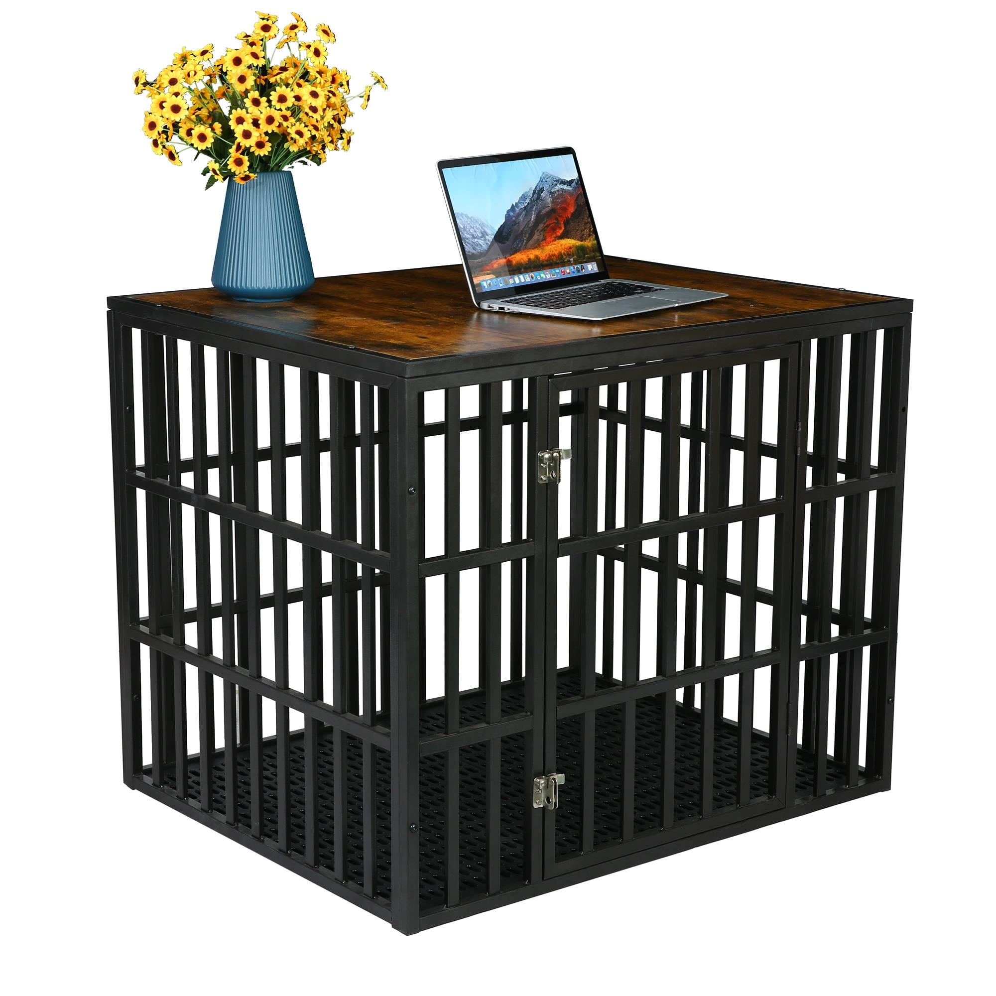 Pefilos 31" Heavy Duty Dog Crate for Large and Medium Dogs, Decorative Dog House End Table, Dog Cage Kennel Furniture Indoor, Brown Pefilos 31" Heavy Duty Dog Crate for Large and Medium Dogs, Decorative Dog House End Table, Dog Cage Kennel Furniture Indoor, Brown