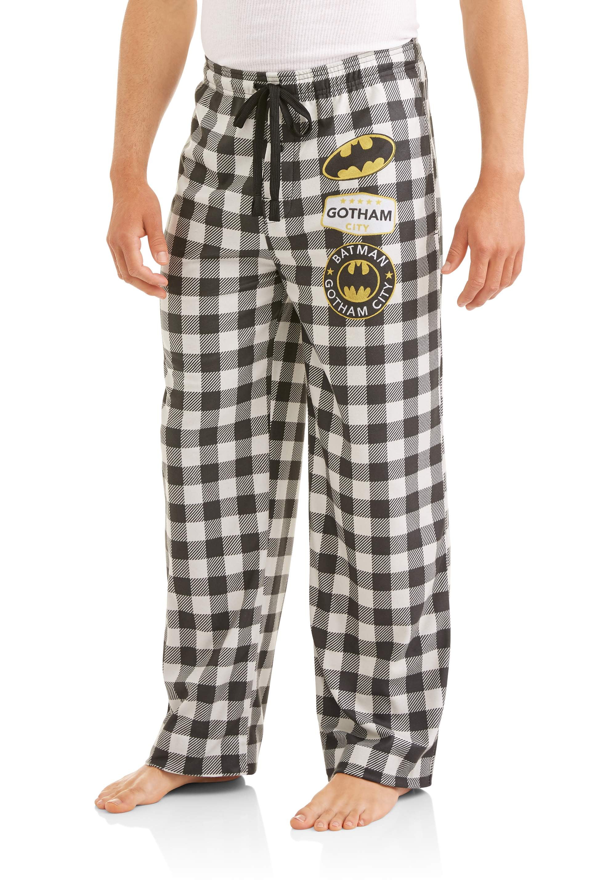 DC Comics Batman Gotham City Mens Big and Tall Flannel Buffalo Plaid Pajama Lounge Pants