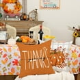 thumbnail image 6 of Fall Decorative Throw Pillow Covers 18 x 18 Inch Set of 4, Thanksgiving Pumpkin Spice Leaves Fall Decor Outdoor Farmhouse Plaid Pillow Cases for Home Couch (Orange Color) G335-18, 6 of 6
