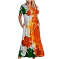 thumbnail image 2 of Amzcrzy Women's Summer Dresses 2024 Fashion Casual Bohemian Floral Beach Dresses Short Sleeve Crewneck Sundress Flowy Maxi Beach Dress Long Beach Midi Dress with Pockets S-2XL, 2 of 5