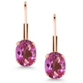 thumbnail image 2 of Gem Stone King Pink Mystic Topaz Rose Gold Plated Leverback Earrings for Women (1.60 Cttw, Gemstone Birthstone, Oval 7X5MM), 2 of 4
