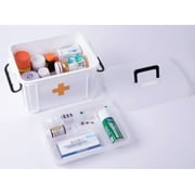 White Small Empty Medical Box for Home Emergency Supplies, Travel, Car, and Dorms – Compact First Aid Box with Handle, Detachable Tray and Locking Lid – Medical Organizer and First Aid Kit Storage