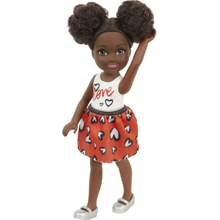 Barbie Chelsea Small Doll with Black Hair in Afro Puffs Wearing Removable Skirt & Silvery Shoes