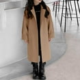 thumbnail image 2 of SuTry Girls Solid Color Long Coat Lapel Button Outerwear with Pockets Fall Winter Hoodless Vacation Casual Wear for Kids 2-15 Years(Khaki,5 Years), 2 of 6