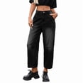 thumbnail image 3 of Pantalones Vaqueros de Mujer, Estilo Vintage, de Pierna y Tiro Medio, Holgados, Estilo Boyfriend, Hasta el Tobillo, Y2K Gris Negro XL, 3 of 9