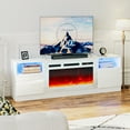 thumbnail image 4 of Easoger Fireplace TV Stand for TVs up to 80", TV Stand with 36'' Electric Fireplace, LED Lights Entertainment Center, TV Console, White, 4 of 9