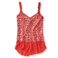 thumbnail image 2 of Aeropostale - Camiseta sin mangas con volantes y estampado de calicÃ³ para mujer, rosa, mediano Aeropostale Camiseta sin mangas, 2 of 2