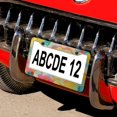 thumbnail image 5 of Attractive Bright And Colorful Abstract Pattern License Plate Frame 2 Pieces Modern Artwork Painting Car Tags Frames Holder Gift for Dad 2 Round Holes Metal License Plate Frames, 5 of 6