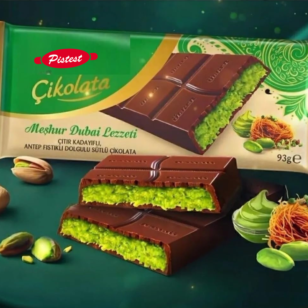 Dubai Chocolate Bars - (Pack of 3) Milk Chocolate With Pistachio - 93g / 3.2 oz
