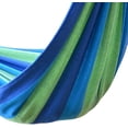 thumbnail image 4 of ZOUSSIQI Hamac Double Portable - Hamac en Coton à Rayures Colorées pour Camping et Activités Extérieures avec 2 Sangles d'Arbre, Confortable et, Utilisation Intérieure et Extérieure, Fantastique (Bleu) CA919-8131, 4 of 9