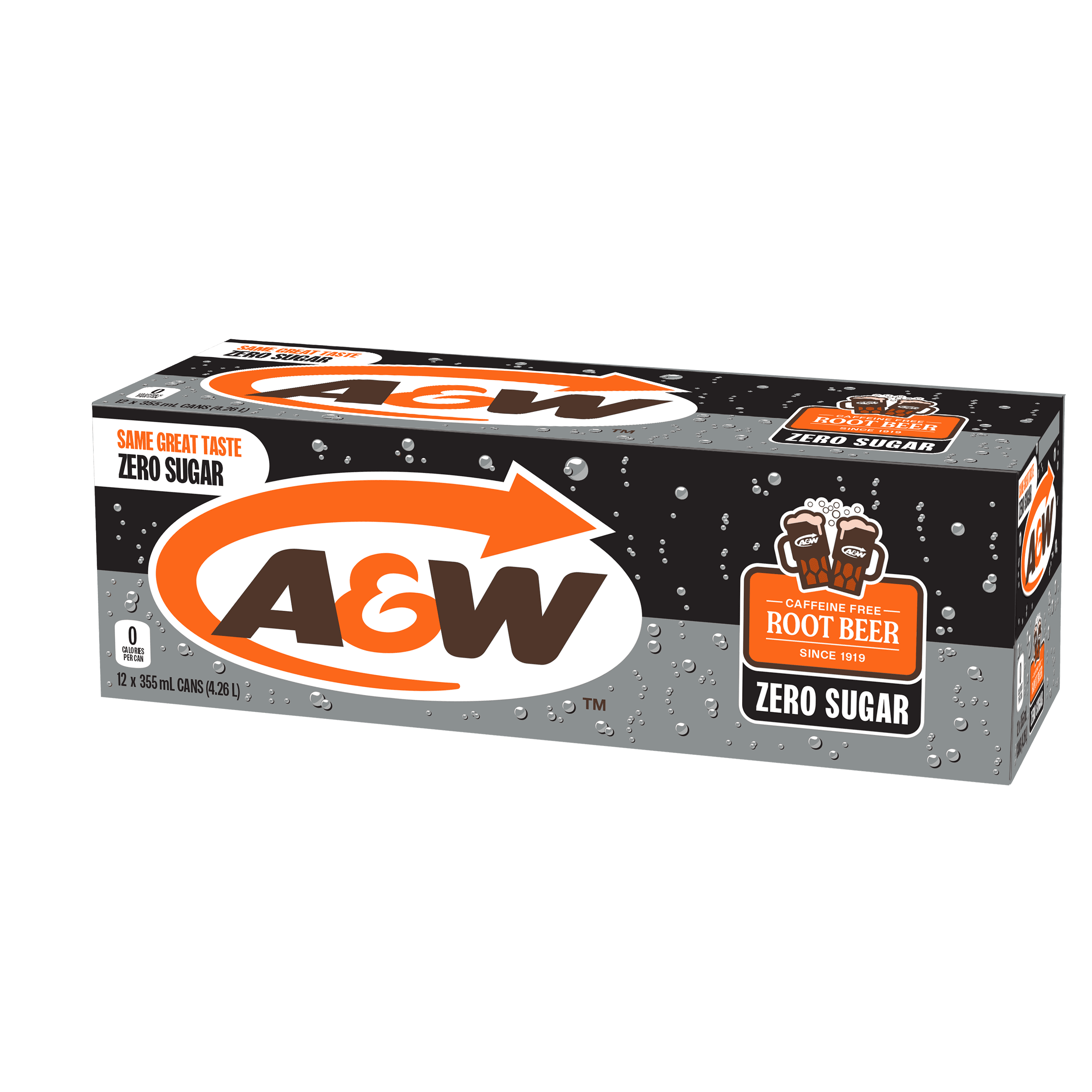 A&W Zero Sugar Root Beer® 355mL Cans, 12 Pack