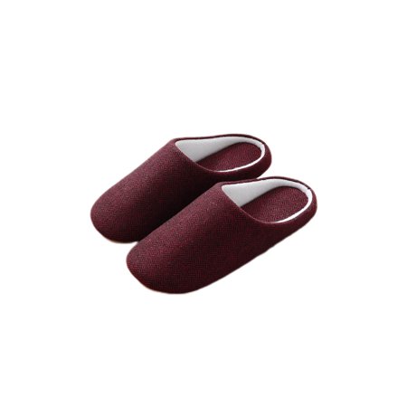 

Ymiytan Mens Bedroom Shoes Slip On House Slippers Closed Toe Home Slipper Casual Indoor Shoe Breathable Linen Red 9.0-10.0