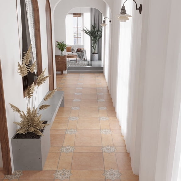 Terralis 7 x 7 in. Matte Terracoota Sage Green-Blue Porcelain Star Wall and Floor Tile (6.46 sq ft/case) - 16 Pack