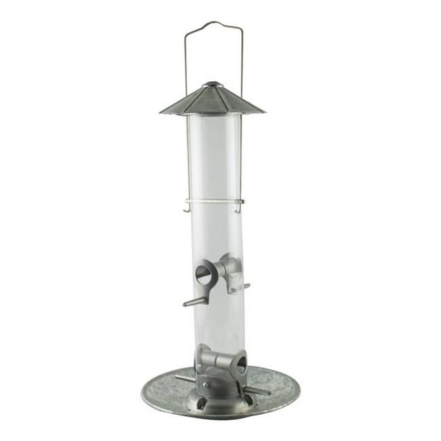 Panacea Rustic Farmhouse 026700 1.5 lbs Galvanized Silo Clear Tube Seed Feeder