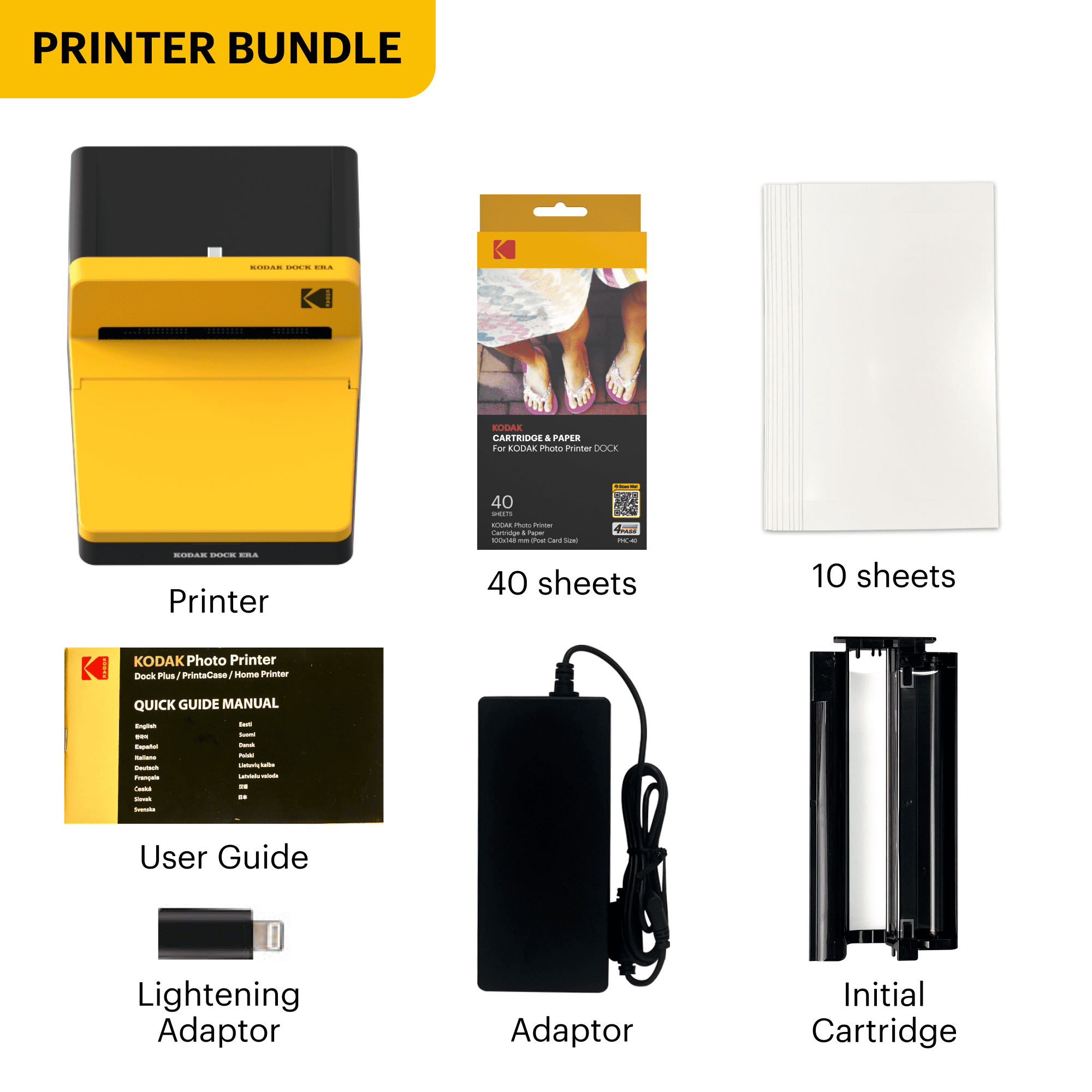 Kodak Dock ERA Instant Photo Printer cartridge bundle, 4x6 inches (printer + 50 sheets)