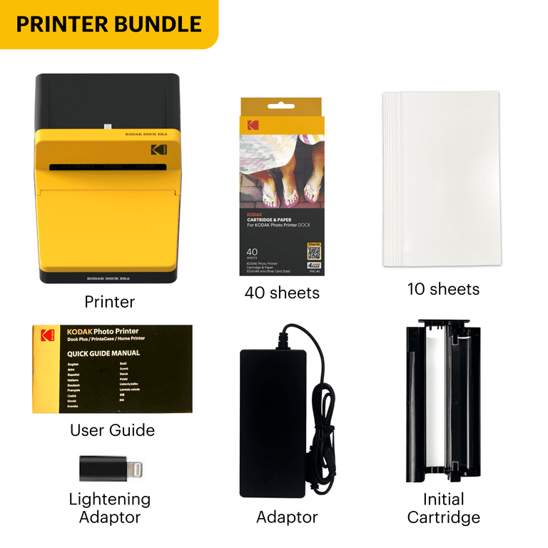 Kodak, Instant Photo Printer, 4x6 inches, bundle with 50 sheets