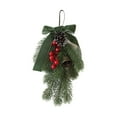 thumbnail image 2 of Rustic Christmas Teardrop Swag, Artificial Pine Cedar Greenery Wreath with Bell&Velvet Bow, Pinecones Red Berries,Farmhouse Winter Swag Garland for Outdoor Front Door,Indoor Mantle Wall Hanging Decor, 2 of 4