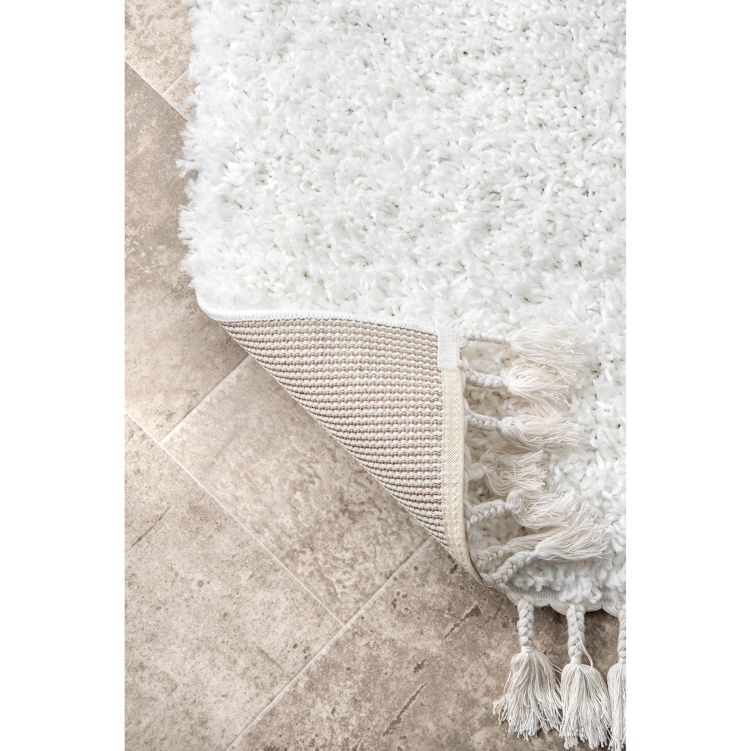 nuLOOM Neva Modern Tasseled Shag Ivory 3' x 5' Modern Area Rug