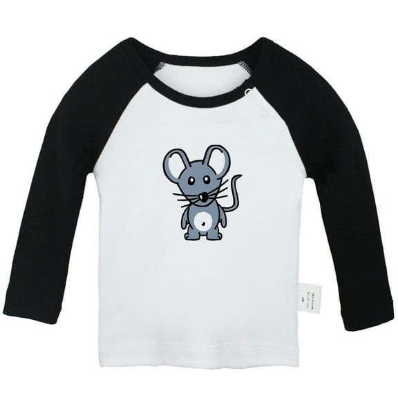 Little Baby Cute T shirt For Baby, Newborn Babies Animal Mouse T-shirts, Infant Tops, 0-24M Kids Graphic Tees Clothing (Long Black Raglan T-shirt, 0-6 Months)