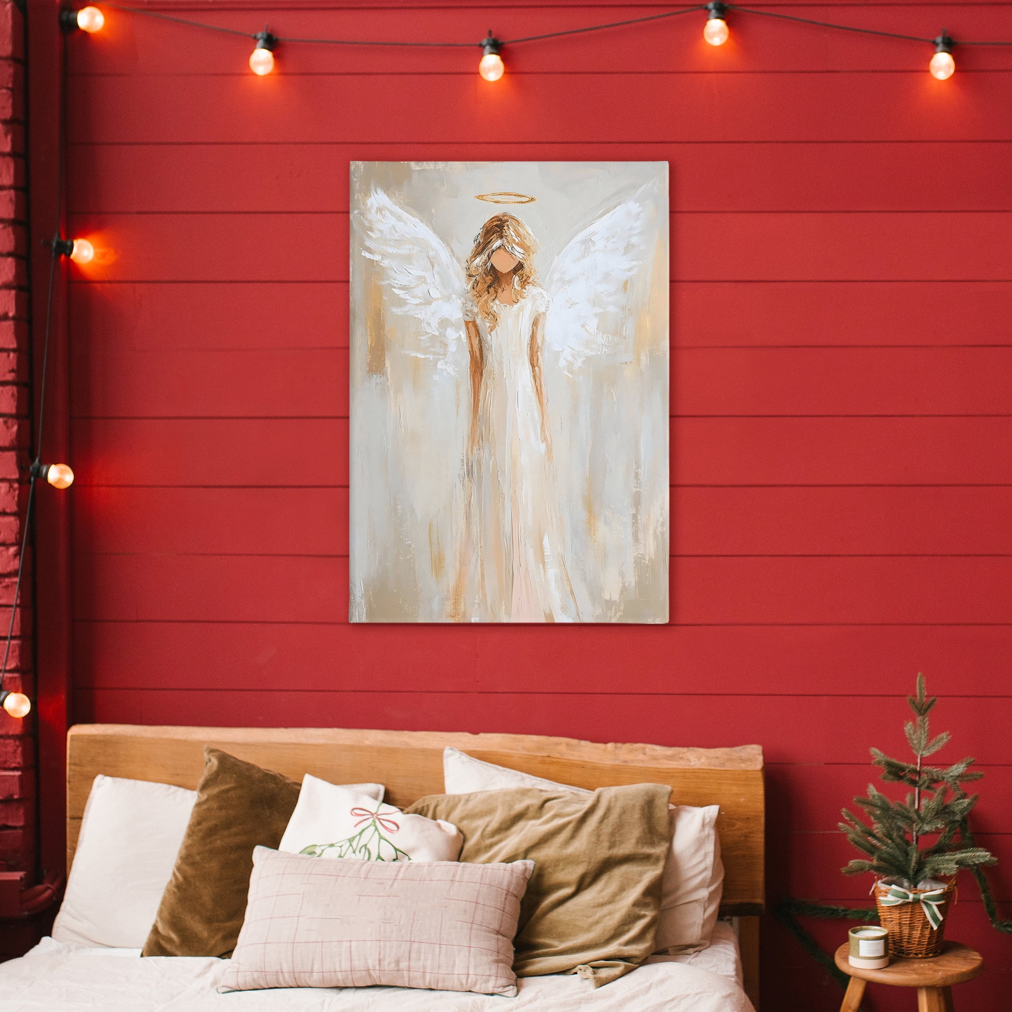 Divine White Robe Angel Canvas Wall Art, design by Petal Prints Design