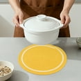 thumbnail image 4 of Farmhouse Round Placemats Set of 6 Woven Placemats for Dining Table Decor Kitchen Table Mat Wipe Clean Yellow 11.8inch, 4 of 5