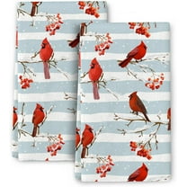 Winter Birds Cardinal Christmas Decor Kitchen Towels Decorative Set Soft Absorbent Hand Towels for Kitchen Bar Tea Towels Christmas Holiday Decor Gifts 16x24 Inch