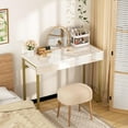 thumbnail image 3 of GreenForest Vanity Desk with 2 Drawers,Glossy Desktop White Desk for Bedroom,Makeup Table with Storage Space,Small Desk for Home Office,15.7"D x 39"W x 30.5"H (2 Drawers), 3 of 16