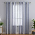 thumbnail image 1 of Haperlare 52" x 63" Sheer Window Curtains Stripe Farmhouse Curtains Faux Linen Light Filtering Window Treatments, Navy Blue, 2 Panels, 1 of 6